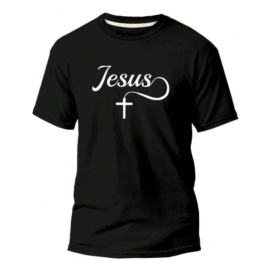 Camiseta Religiosa Jesus Com Cruz - Unissex Algodão em Oferta na Shopee