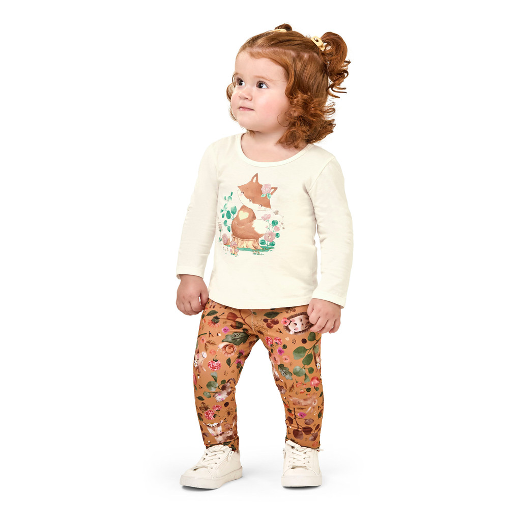 Conjunto Longo Bebê Menina Estampado Elian Bege - Baby & Kids Fashion