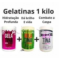 Kit 3 Gelatinas Super Definição+Super Transição+ Super Nutrição Cachos imediato Hidralize