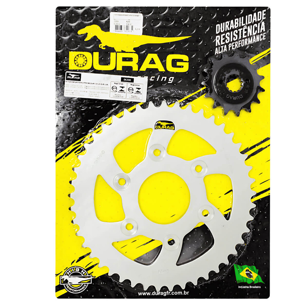 Kit Coroa Pinhão KTM Duke 390 2015 a 2025 Reforçado Aço 1045 Durag