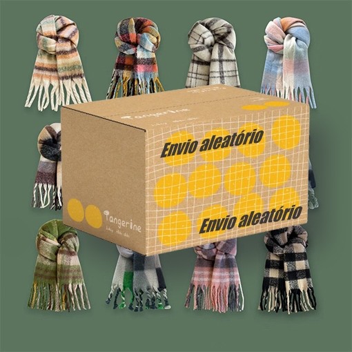 Cachecol Inverno Lenço Pashmina Caixa Cega Surpresa Unissex Echarpe Grossa Macio para frio