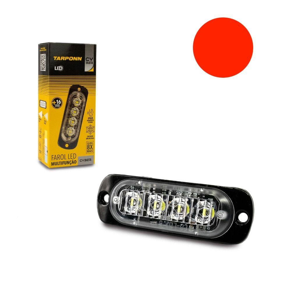 Farol Strobo Multifunção Cyber 4 Leds SMD Tarponn Ip65 12v - Spare Parts and Accessories for Vehicles