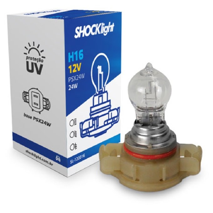 LÂMPADA HALOGENA H16 12V 24W PSX24W SHOCK LIGHT SL-120016 em Oferta na Shopee