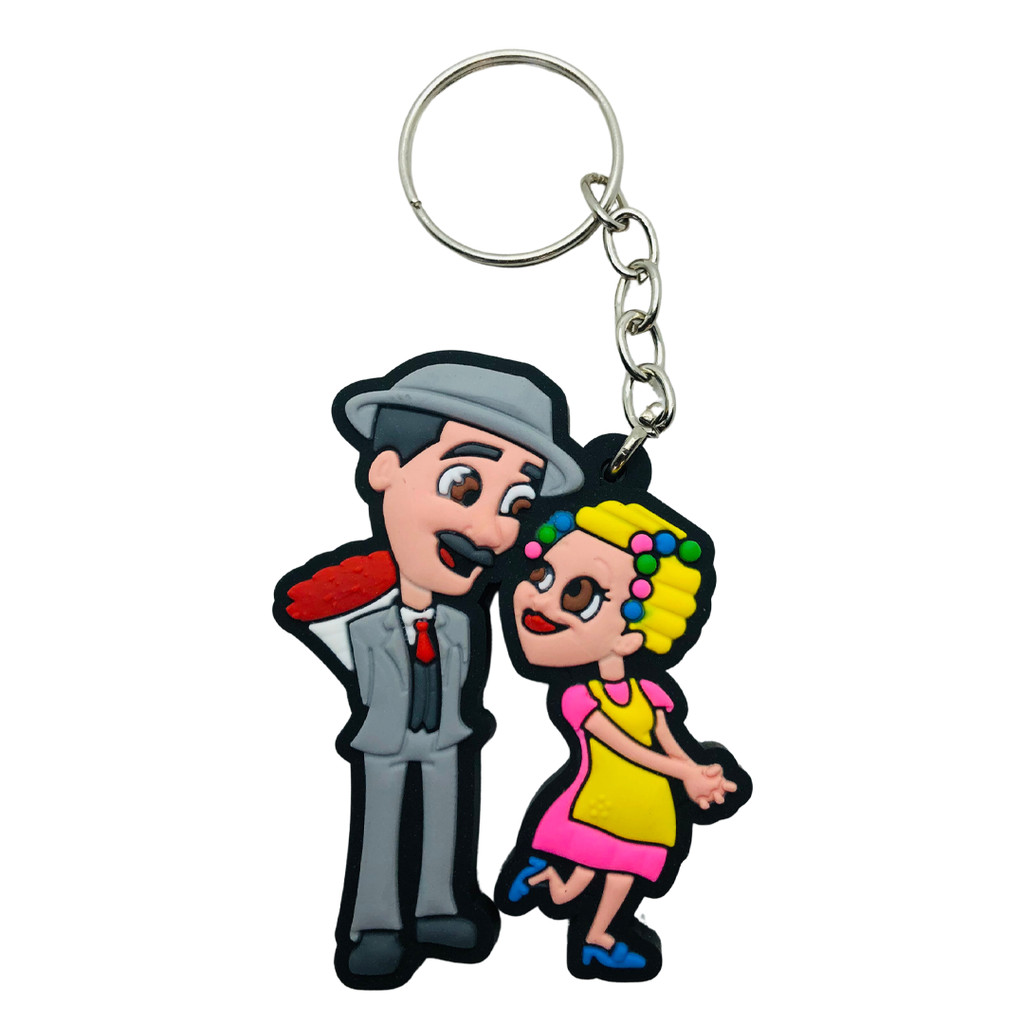 Chaveiro Emborrachado Professor Girafales e Dona Florinda
