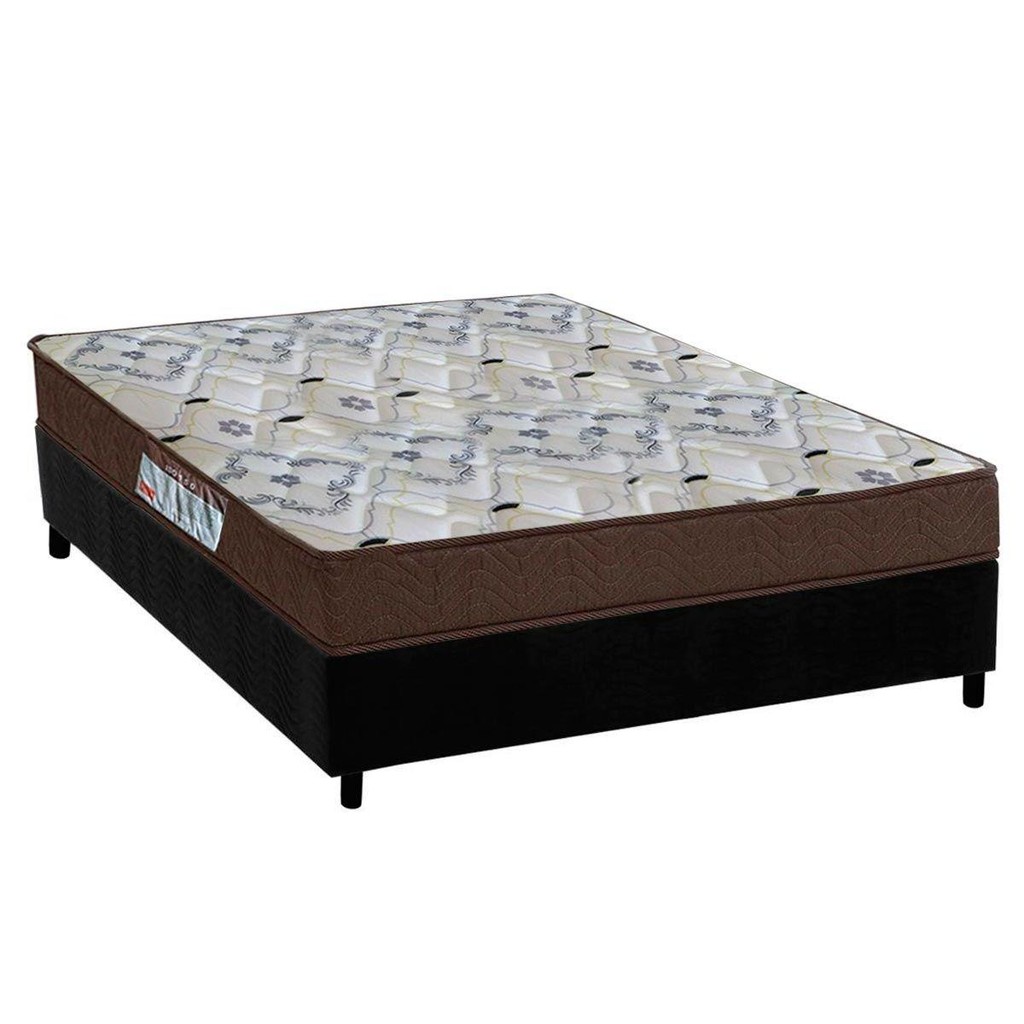 Cama Box Casal: Colchão Espuma D45 Ortobom /EP Anatômico Fort Tech ISO 150 + Base CRC Suede Black(138x188)