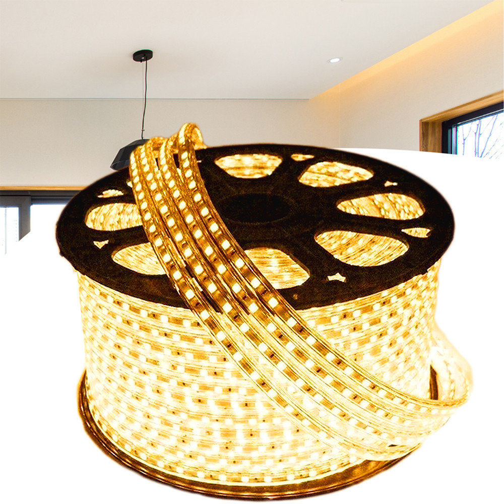 Fita Led 5050 Com fonte 110v ou 220v 20 Metros Provad'água Luz Quente em Oferta na Shopee