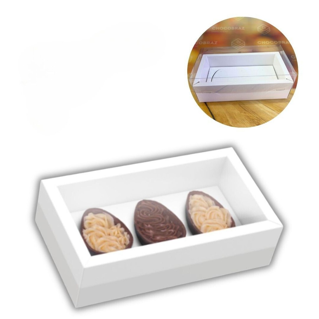 15 CAIXAS OVOS PASCOA DEGUSTACAO C/MOLDURA 3X50G BRANCO-PASCOA ESSENCIAL 5312 (PASCOA IDEIA OUTLET)