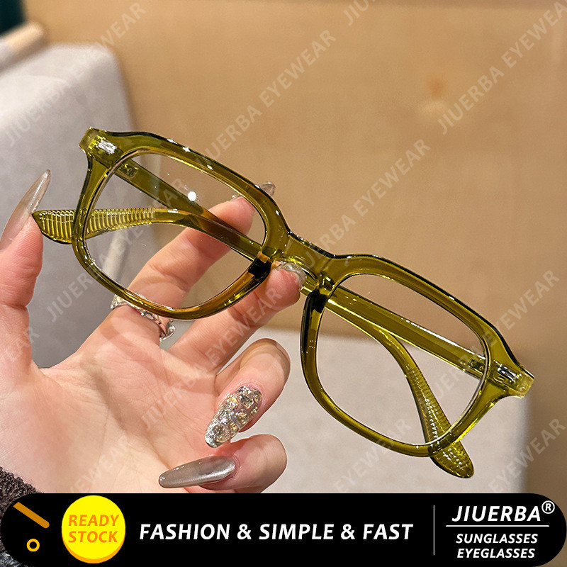 (JIUERBA) Óculos Anti Radiação Verde Oliva Retro Quadrado Pequeno Armação Arroz Unhas em Oferta na Shopee