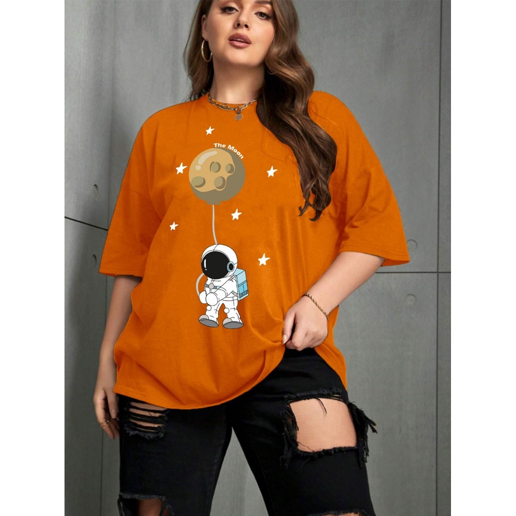 Camiseta Oversized Feminina Tecido Confortavel Longa Blusa Streetwear Estampada Desenho Casual