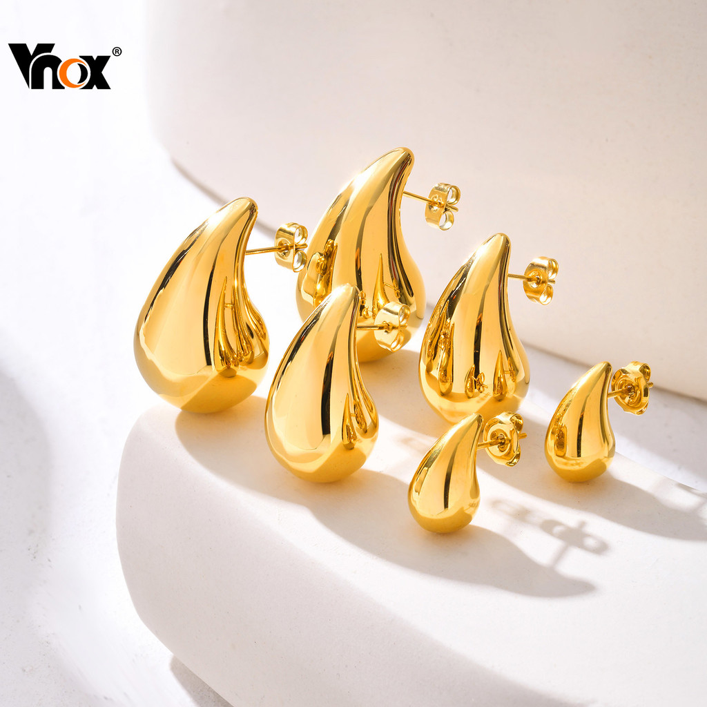 Vnox Chunky Water Drop Dome Brincos Para Mulheres Na Moda Punk Brilhante Lágrima Brinco Acessórios De Joias