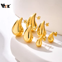 Vnox Chunky Water Drop Dome Brincos Para Mulheres Na Moda Punk Brilhante Lágrima Brinco Acessórios De Joias