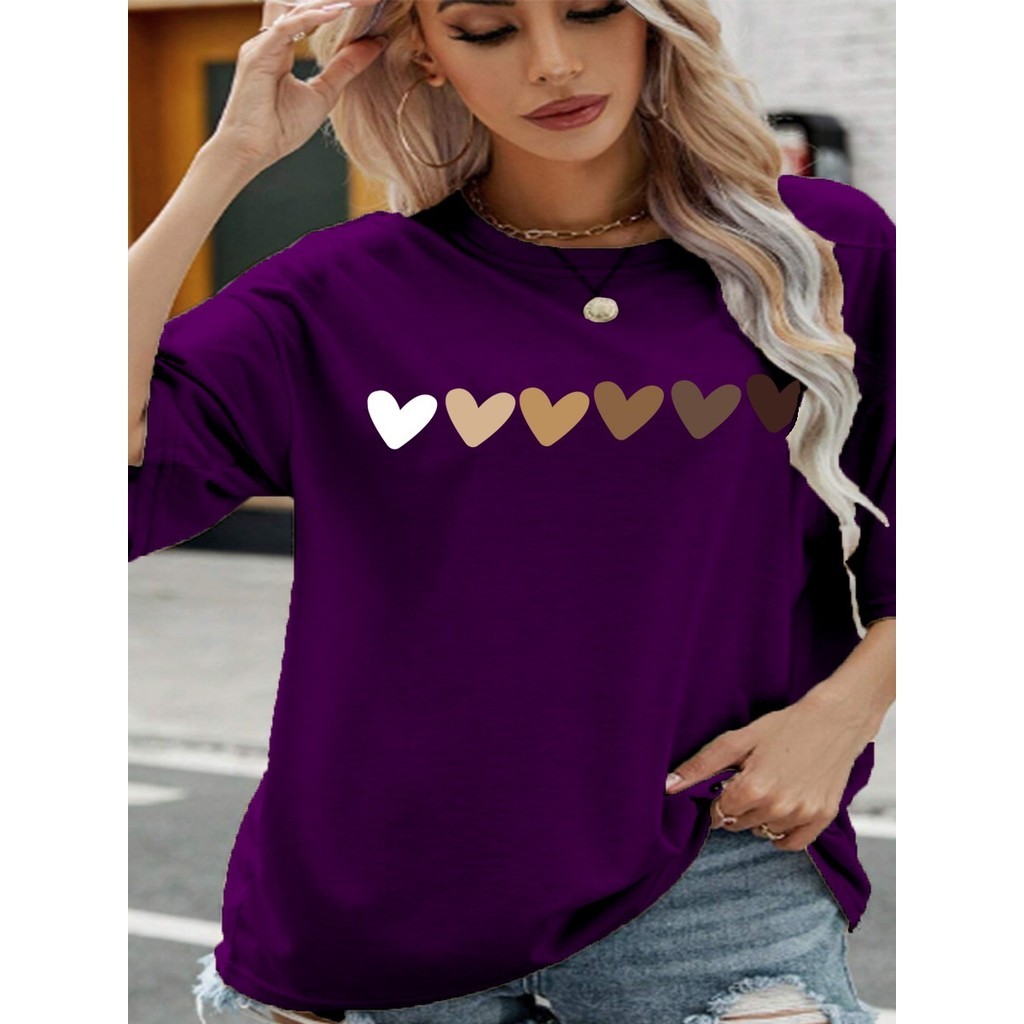 Camiseta Oversized Unissex Larga Estilo Skatista Estampada Desenho Corações Amor Blusa Old School