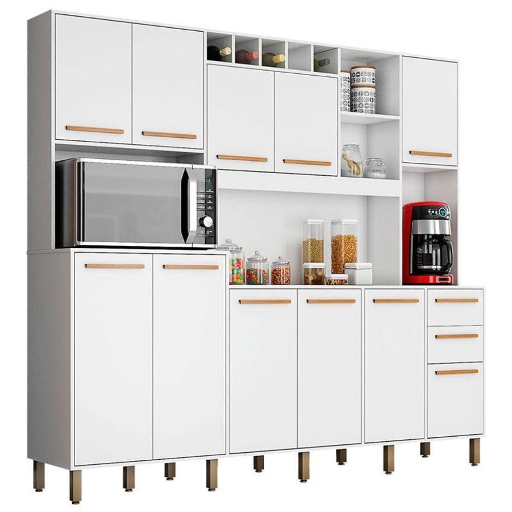 Kit Cozinha Compacta Petra Branco Cinamomo - Valdemóveis em Oferta na Shopee