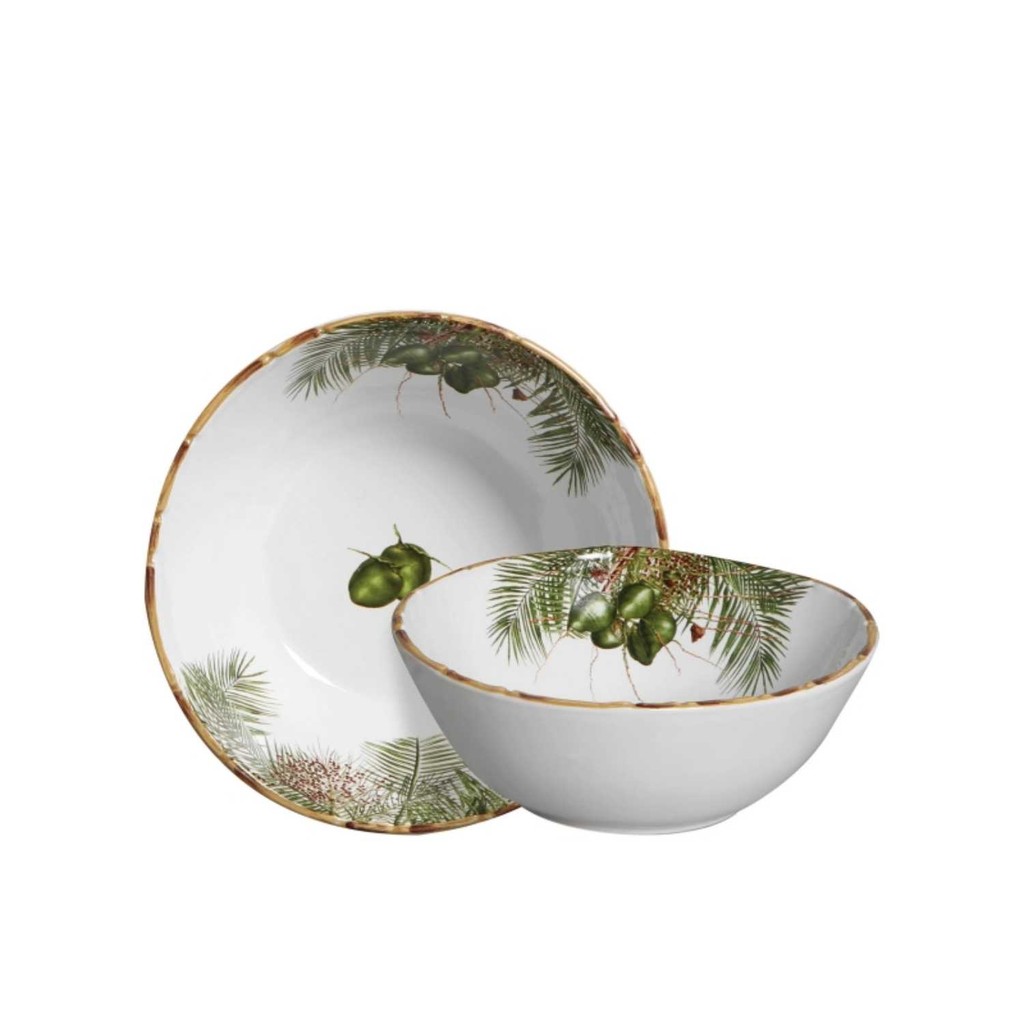 Tigela Média Decorada Itacaré Borda Bambu Cerâmica Maison Blanche
