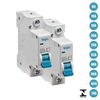 Kit 2 Disjuntor Monopolar Elgin 6A até 70A Curva C 1 Polo Inmetro em Oferta na Shopee