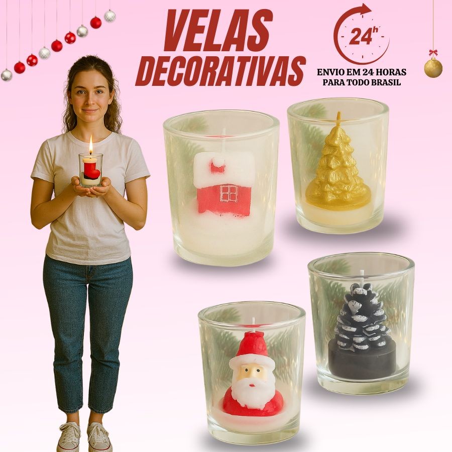 Lembrancinha de natal Presente De NatalEnfeite De Natal Papai Noel Pinheiro Decorar Vela Natalina