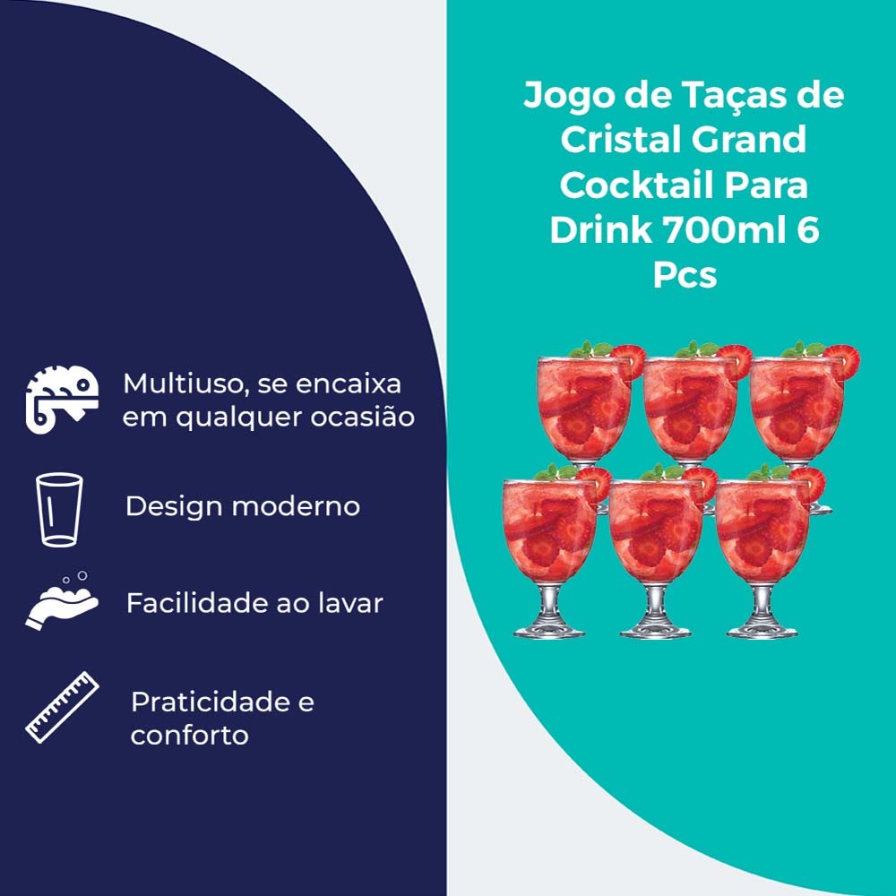 Taças de Cristal Grand Cocktail para Drink 6pcs, 700ml - Ruvolo — imagem 2 de 2