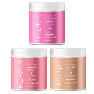 Kit Jacques Janine Hair Care Cronograma Capilar Máscaras Hidratação Nutrição Reconstrução 400g em Oferta na Shopee