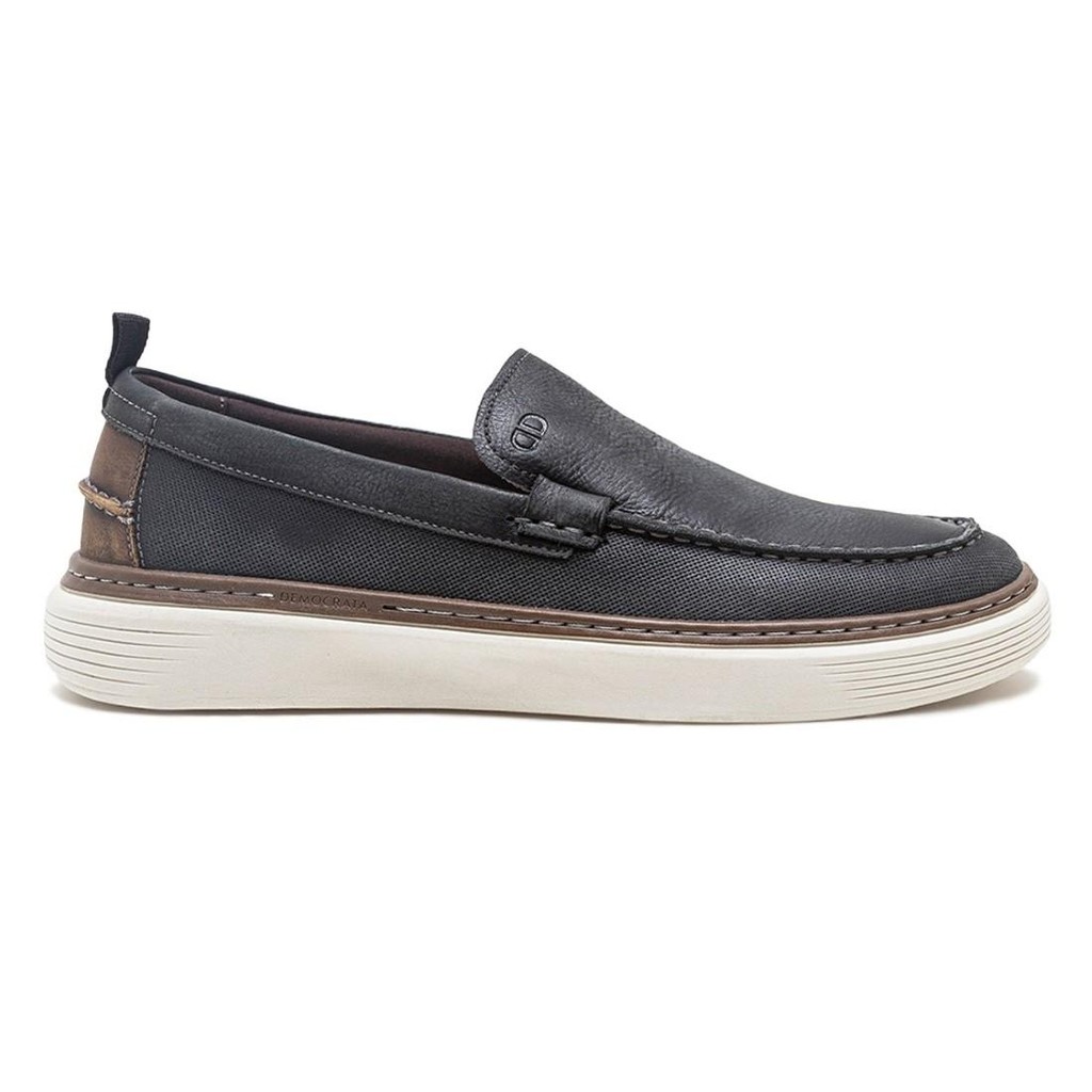 Sapatênis Democrata Masculino Couro Denim Clash Calce Fácil - Men Shoes