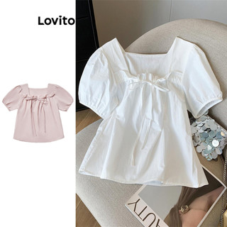 Lovito Blusa casual lisa com renda para mulheres LNE59630(Multicolorido) em Oferta na Shopee