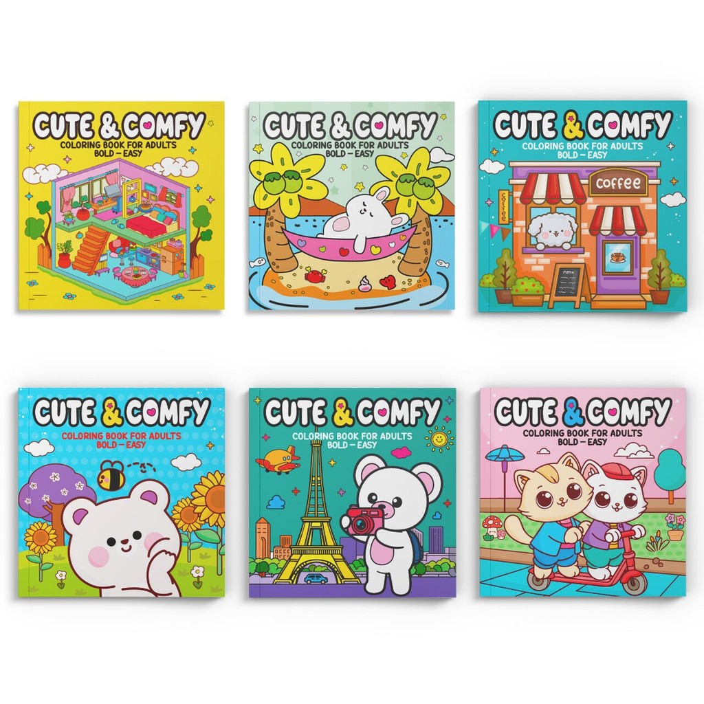 Combo Cute & Comfy Extra - Kit com 6 Livros de Colorir Adulto em Oferta na Shopee