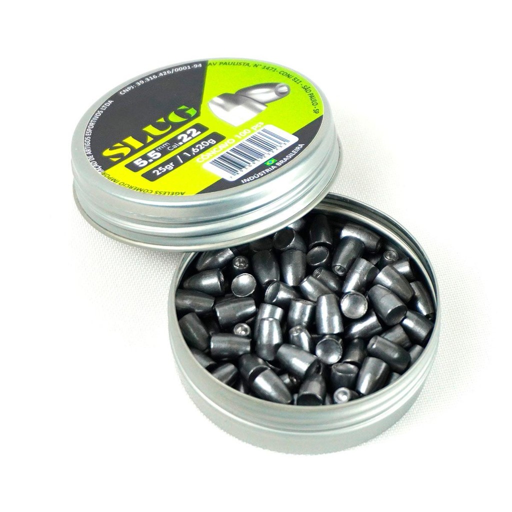 Detalhes do Chumbinho Slug 5.5mm 25gr/1,620g 100 Unidades - Virtus