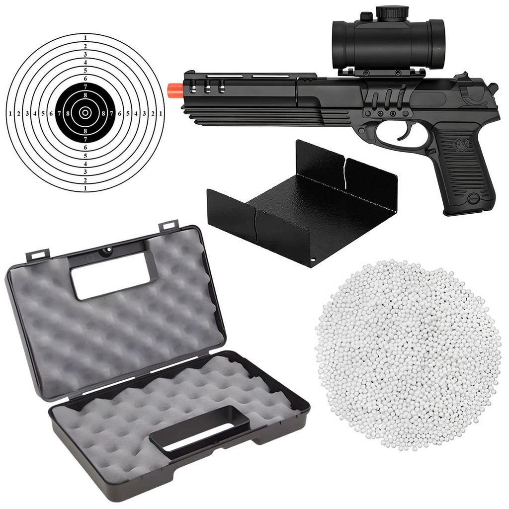 Pistola AirSoft Spring Desert Eagle M39G 6mm Preta Double Eagle+Maleta+Esfera+Alvo+Porta Alvo em Oferta na Shopee