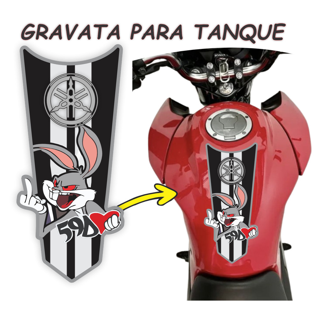 Gravata Adesiva para moto laminado NÃO DESBOTA Pernalonga Titan Fan Auto Colante Universal ENVIO IMEDIATO