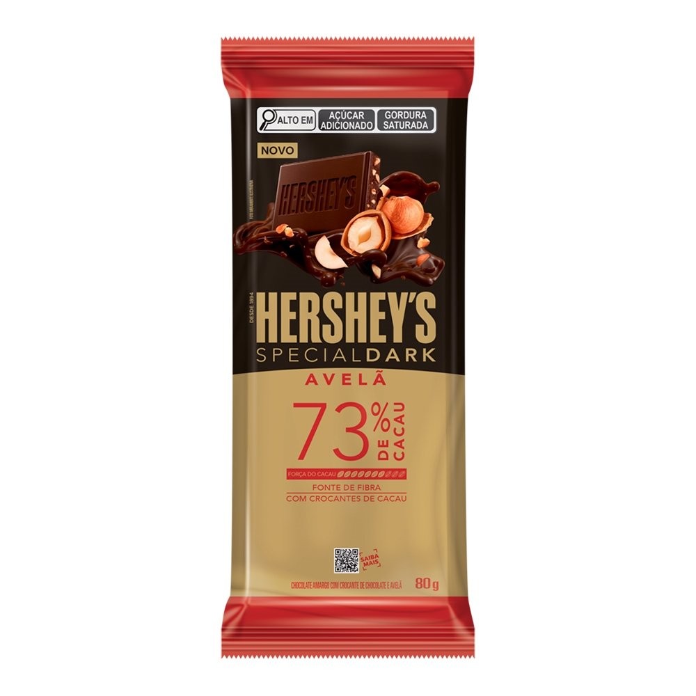 Chocolate Hershey's Special Dark 73% Avelã Barra 80g - Embalagem com 17 Unidades - Food & Beverages