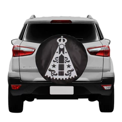 Capa De Estepe Ecosport 2003 A 2018 Nossa Senhora Preto E Branco Com Cadeado