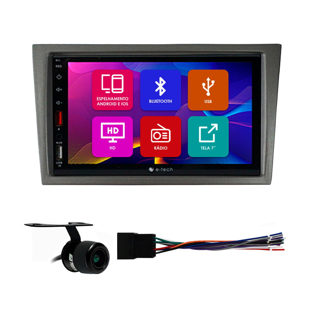 Kit Multimidia 7 Pol Corsa 02 A 10 Montana 03 A 10 Meriva 03 A 12 Vectra 05 A 11 Android Auto Carplay Qa+ 2 Din Grafite em Oferta na Shopee