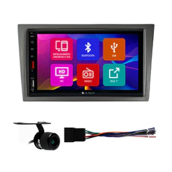 Kit Multimidia 7 Pol Corsa 02 A 10 Montana 03 A 10 Meriva 03 A 12 Vectra 05 A 11 Android Auto Carplay Qa+ 2 Din Grafite