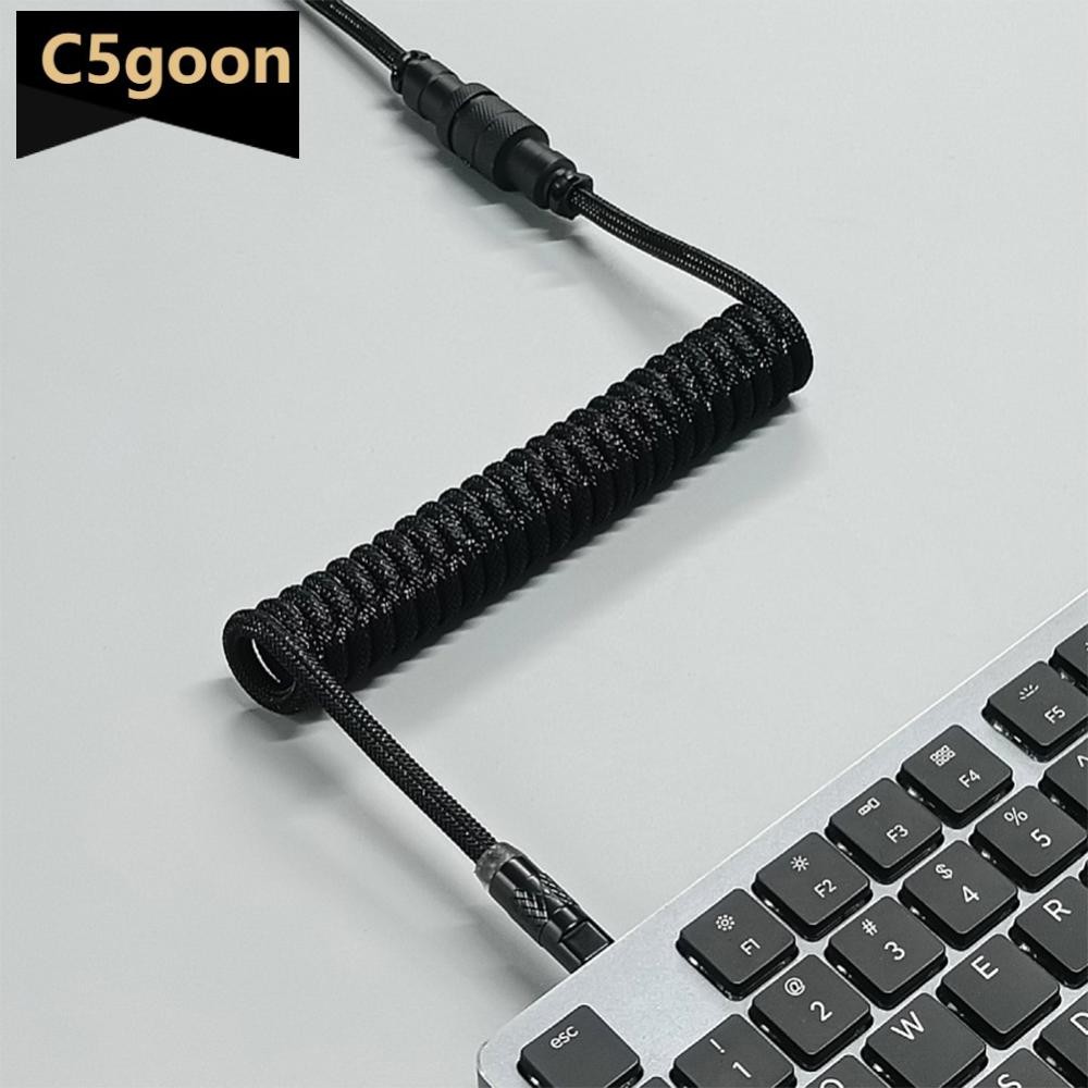 C5GOON USB A Tipo C Para Teclado Mecânico De Jogos Fio De Manga Dupla Com Cabo De Alimentação Enrolado Aviador Destacáve