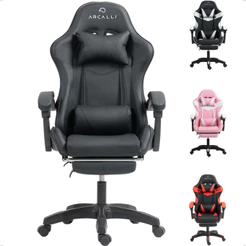 Cadeira Gamer Escritório Arcalli ARC-Racing Ergonômica Profissional Reclinável Apoio para Pernas Design Premium
