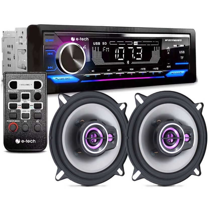 Par Alto Falante Pioneer 5 Triaxial 100w + Radio Bluetooth
