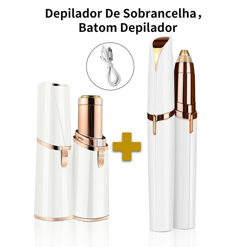 Kit Depilador De Sobrancelha Batom Portátil Depilador Facial Feminino De Buço USB Depilador Eletrico Rosto Feminino