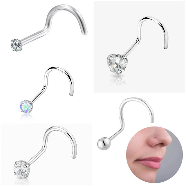 Piercing Nariz Nostril Aço Cirúrgico Inoxidavel Pedra Bolinha Coração Borboleta em Oferta na Shopee