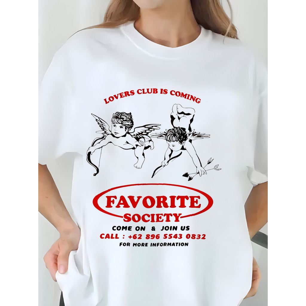 Camiseta Feminina Lovers Club Favorite Society Blusa Unissex Streetwear 2025 Novo
