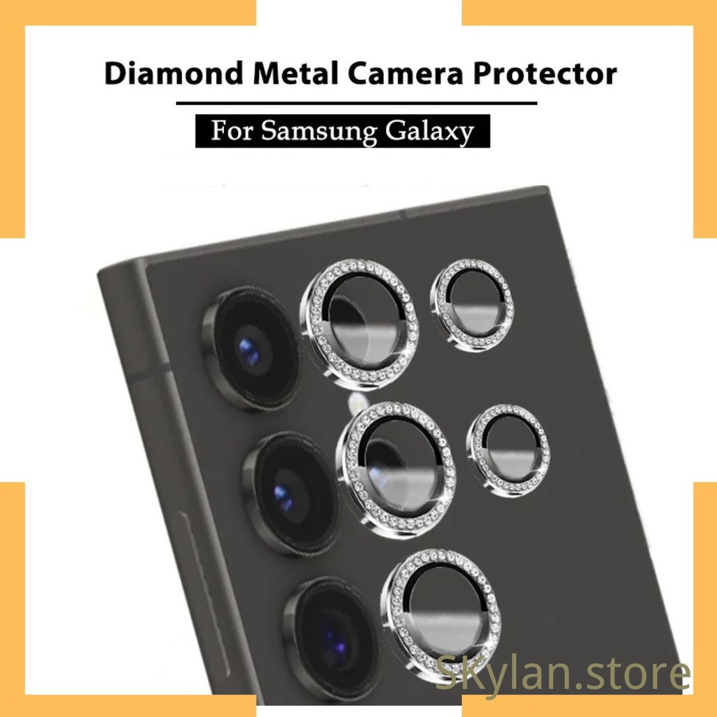 Pelicula diamante de vidro protetor de Lente Cãmera Para Samsung Galaxy A14 A15 A34 A55 A54 A16 S23 S24 FE S25 + ULTRA