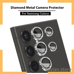 Pelicula diamante de vidro protetor de Lente Cãmera Para Samsung Galaxy A14 A15 A34 A55 A54 A16 S23 S24 FE S25 + ULTRA
