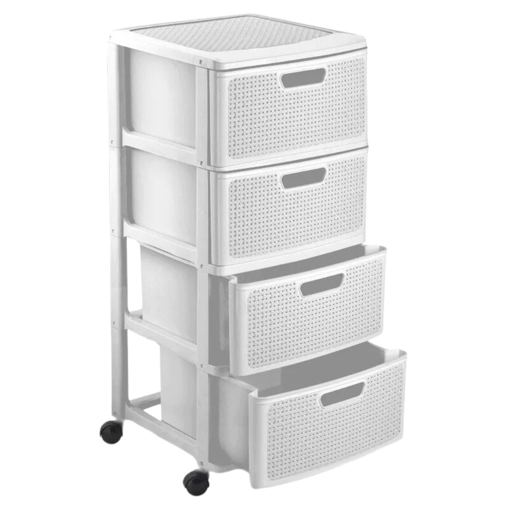 Gaveteiro Porta Tudo C/ Rodas 4 Gavetas Rattan Monte Libano em Oferta na Shopee