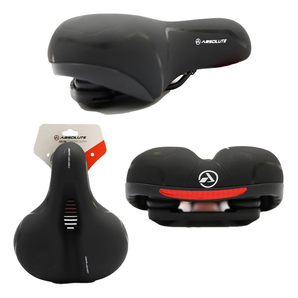Banco Bike Selim Sela Bicicleta Absolute Super Comfort Vazado Macio Largo Grande Confortável Fofinho