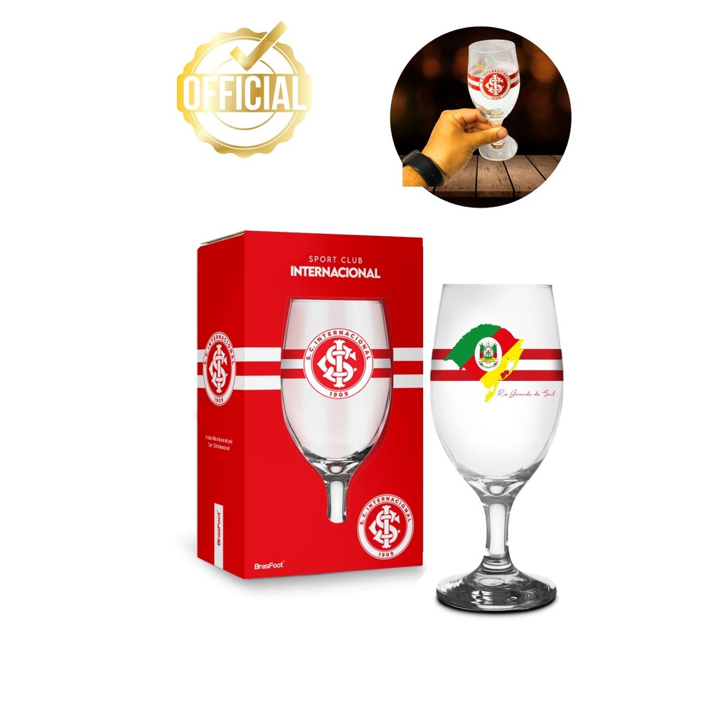 Taça Oficial Windsor Vidro 330m Vinho Time Internacional Edição Rio Grande do Sul Presente