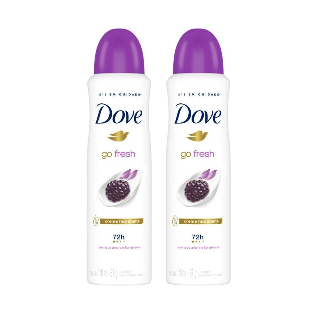 Kit 2 Desodorante Antitranspirante Aerosol Dove Go Fresh Amora e Flor de Lótus 150ml - Beauty