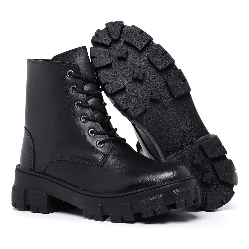 Coturno Bota Militar Feminina Tratorada Casual Confortavél