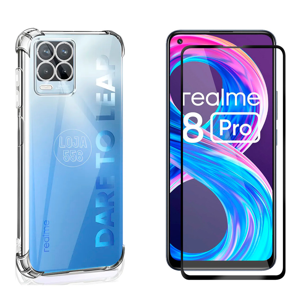Capa Capinha Anti-impacto + Película Tela Vidro P/  Realme 8 Pro em Oferta na Shopee