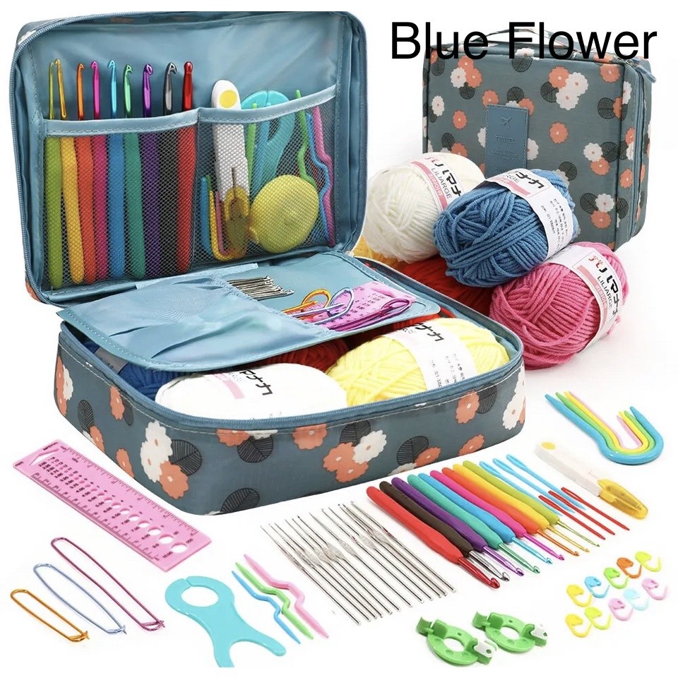 Kit De Crochê Profissional Com 59 Itens E Bolsa – Ideal Para Iniciantes, Artesanato E Tricô Manual