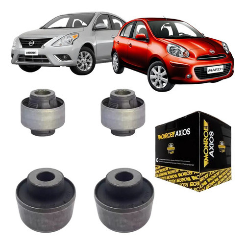 Kit 04 Buchas da Bandeja - Nissan March / Versa - Monroe Axios em Oferta na Shopee
