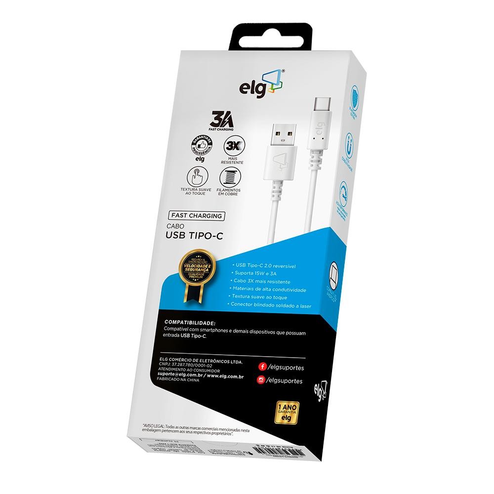 Detalhes do Cabo Tipo-C 1m ELG TCUSB Branco