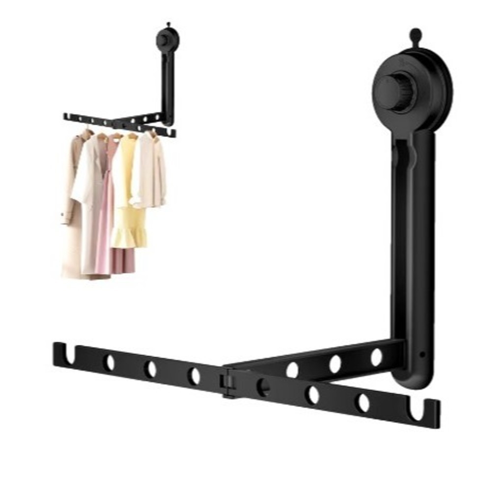 Rack Retrátil Ajustável Para Lavanderia ou Banheiro com Ventosa Anti-Ferrugem Sem Perfuraç...